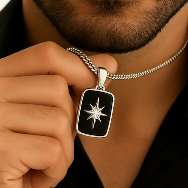 North Star Necklace - 950 Silver & Black Onyx